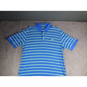 Masters Collection Polo Shirt Mens XL Blue Green Striped Pima Cotton Golf Logo
